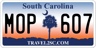 SC license plate MOP607