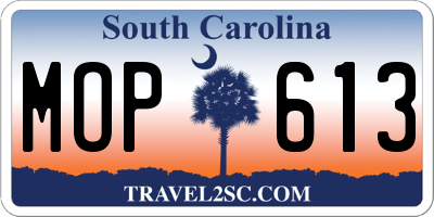 SC license plate MOP613