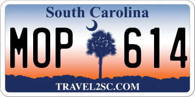 SC license plate MOP614