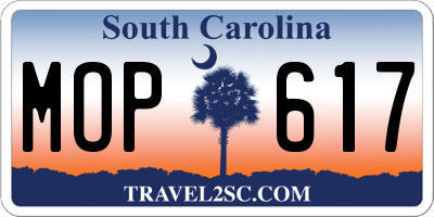 SC license plate MOP617