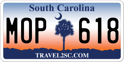 SC license plate MOP618