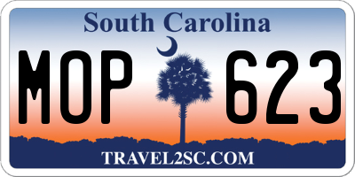 SC license plate MOP623