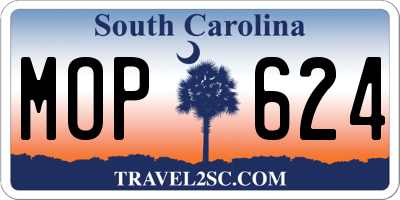 SC license plate MOP624