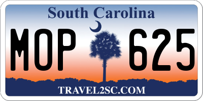 SC license plate MOP625