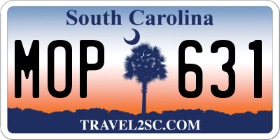 SC license plate MOP631
