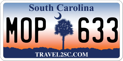 SC license plate MOP633
