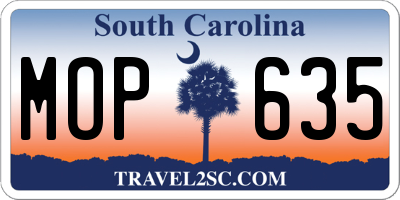 SC license plate MOP635