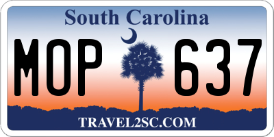 SC license plate MOP637