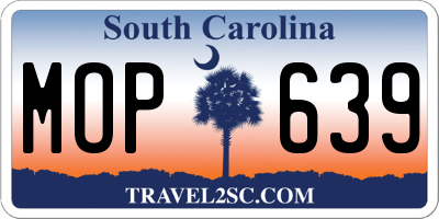 SC license plate MOP639
