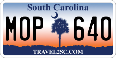 SC license plate MOP640