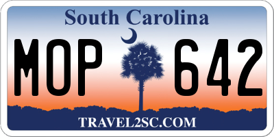 SC license plate MOP642