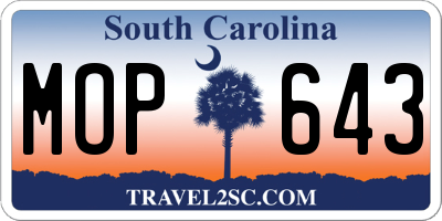 SC license plate MOP643