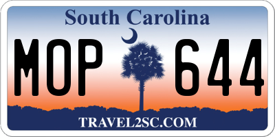 SC license plate MOP644