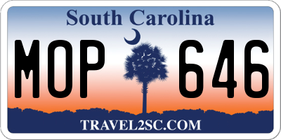 SC license plate MOP646