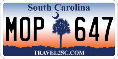 SC license plate MOP647