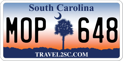 SC license plate MOP648