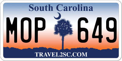 SC license plate MOP649