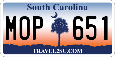 SC license plate MOP651