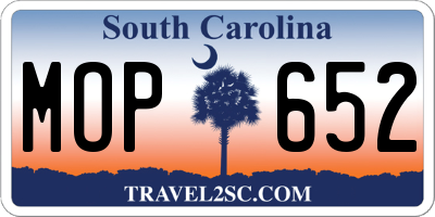 SC license plate MOP652