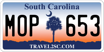 SC license plate MOP653