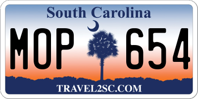 SC license plate MOP654