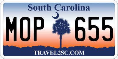 SC license plate MOP655