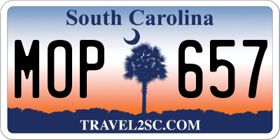 SC license plate MOP657