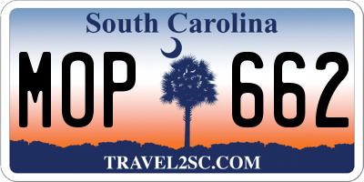 SC license plate MOP662