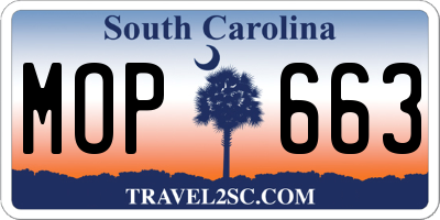 SC license plate MOP663