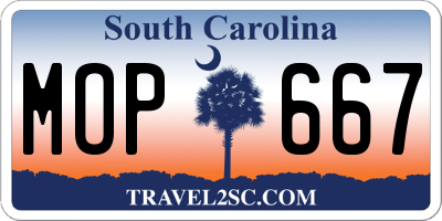 SC license plate MOP667