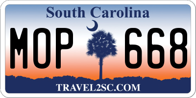 SC license plate MOP668