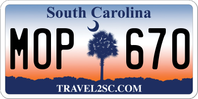 SC license plate MOP670