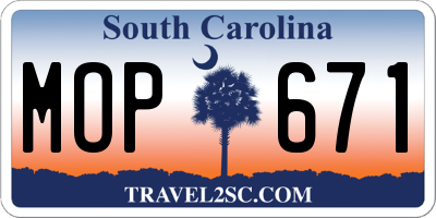 SC license plate MOP671