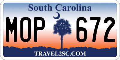 SC license plate MOP672