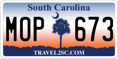 SC license plate MOP673