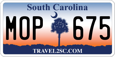 SC license plate MOP675