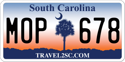 SC license plate MOP678