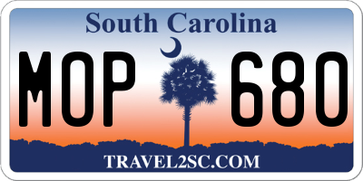 SC license plate MOP680