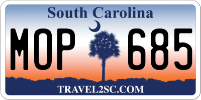 SC license plate MOP685