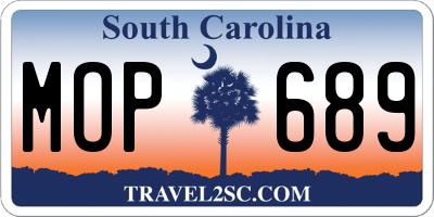 SC license plate MOP689