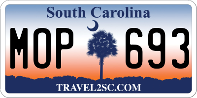 SC license plate MOP693