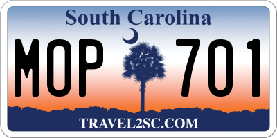 SC license plate MOP701
