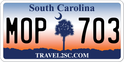 SC license plate MOP703