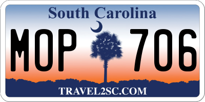 SC license plate MOP706