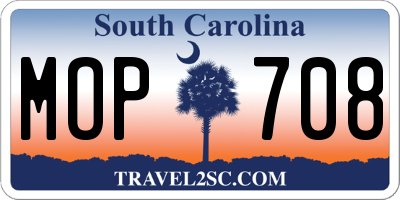 SC license plate MOP708