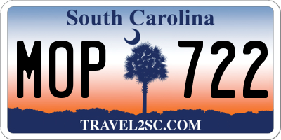SC license plate MOP722