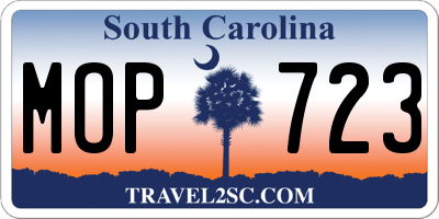 SC license plate MOP723