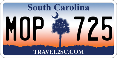 SC license plate MOP725