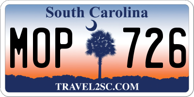SC license plate MOP726