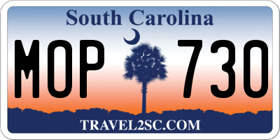 SC license plate MOP730